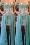 Sweetheart Beaded Modest Cute Girly Blue Prom Dresses HZ0527
