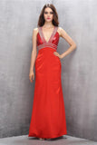 Sexy Sparkly Mermaid Satin V-neck Handmade Open Back Prom Dresses HZ0527