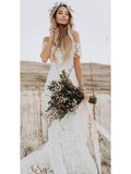 New Arrival Ivory Mermaid Lace Off the Shoulder Beach Wedding Dress HZ0527