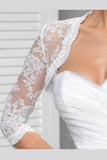 3/4 Sleeve Lace Wedding Cape White Lace Bridal Top, White Lace Wedding Jacket HZ0527
