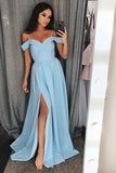 Unique Cold Shoulder Red Satin Straps A Line Long Prom/Evening Dress with Split HZ0527