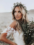 New Arrival Ivory Mermaid Lace Off the Shoulder Beach Wedding Dress HZ0527