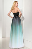 2025 Charming Back Up Lace Ombre Gradient Chiffon Long Prom Dresses HZ0527