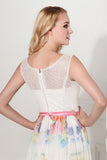 2025 Pretty Long Cap Sleeves Printed Chiffon Charming Prom Dresses HZ0527