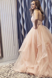 Promfast Elegant Spaghetti Straps A Line Long Prom/Formal Dress with Ruffles HZ0527