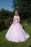 Lavender Long Ball Gown Sweetheart Back Up Lace Prom Dresses HZ0527