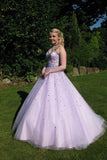 Lavender Long Ball Gown Sweetheart Back Up Lace Prom Dresses HZ0527