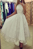 Modest Black Lace Long High Low Charming Prom Dresses HZ0527