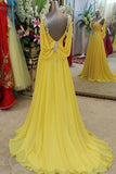 2025 Pretty V-neck Long Chiffon Backless Beaded Prom Dresses HZ0527