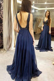 Sexy Low Cut Beading Chiffon Long Prom Dresses For Teens,Graduation Party Dresses HZ0527
