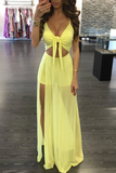 Promfast Trendy Twisted High Slit Maxi Romper Dress HZ0527