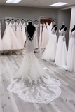 Promfast Beautiful V Neck Long detachable train Wedding Dresses, Bridal Dresses HZ0527