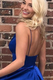 Promfast A Line V Neck Short Royal Blue Prom Dresses, Short Royal Blue Formal Graduation Dresses HZ0527