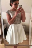 Promfast Round Neck Short Homecoming Dresses with Applique, Short Prom Dresses HZ0527