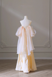 A Line Taffeta Scoop Long Formal Dress Prom Dress, Champagne Party Dress HZ0527