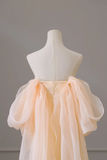 A Line Taffeta Scoop Long Formal Dress Prom Dress, Champagne Party Dress HZ0527