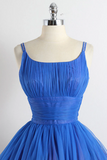 A Line Tulle Blue Short Prom Dress, Blue Homecoming Dress HZ0527