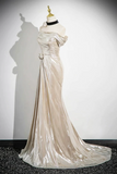 Mermaid Off the Shoulder Party Dress, Beautiful Champagne Evening Party Dress HZ0527