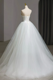 A Line Tulle White Long Prom Dress, White Long Formal Dress HZ0527