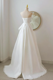 A Line White Organza Long Prom Dress, White Long Formal Dress HZ0527