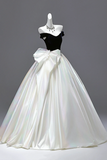 Navy Velvet and White Satin Long Prom Dress, Beautiful A Line Backless Evening Formal Dress HZ0527