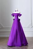 Purple Satin Long Prom Dress, Elegant A Line Satin Evening Party Dress HZ0527