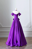 Purple Satin Long Prom Dress, Elegant A Line Satin Evening Party Dress HZ0527
