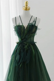 Dark Green Long Beaded A Line Evening Dress Party Dress, Prom Dress HZ0527