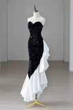Mermaid Sequin Black Long Prom Dress, Black Long Formal Dress HZ0527