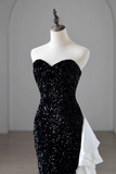 Mermaid Sequin Black Long Prom Dress, Black Long Formal Dress HZ0527