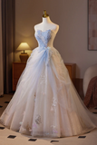 Beautiful Sparkling Tulle Long Prom Dress, A Line Strapless Evening Party Dress HZ0527