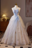 Beautiful Sparkling Tulle Long Prom Dress, A Line Strapless Evening Party Dress HZ0527