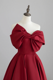 A Line Satin Dark Red Long Prom Dress, Dark Red Long Formal Dress HZ0527