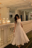 A Line Chiffon White Halter Long Party Dress, Wedding Party Dress HZ0527