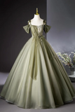 Green Tulle Long Prom Dress, A Line Green Evening Party Dress HZ0527
