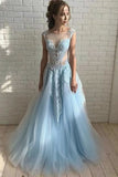 Elegant A Line Tulle Lace Long Prom Dresses,Unique Wedding Dress HZ0527