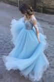 Romantic Ball Gown Long Sleeves Appliques Ivory Tulle Wedding Dress Bridal Gown HZ0527