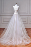 A Line Tulle Lace Ivory Long Prom Dress, Ivory Long Formal Dress HZ0527