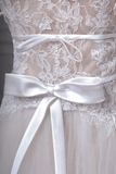 A Line Tulle Lace Ivory Long Prom Dress, Ivory Long Formal Dress HZ0527