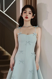 Lovely Light Blue Spaghetti Strap Short Prom Dress, A Line Evening Party Dress HZ0527