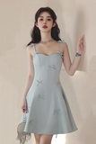 Lovely Light Blue Spaghetti Strap Short Prom Dress, A Line Evening Party Dress HZ0527