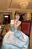 Lovely Satin Straps Scoop Tea Length Party Dress, Homecoming Dress with Bow HZ0527