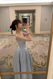 Lovely Satin Straps Scoop Tea Length Party Dress, Homecoming Dress with Bow HZ0527