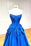 A Line Taffeta Blue Long Prom Dress, Blue Long Evening Dress HZ0527