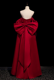 A Line Burgundy Long Prom Dresses, Satin Formal Evening Dresses HZ0527