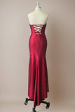 Red Mermaid Strapless Long Prom Dress with Beads HZ0527