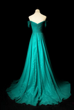 A Line Sweetheart Neck Chiffon Emerald Green Long Prom Dress HZ0527