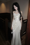 Mermaid Sweetheart Floor Length Ivory White Prom Dress, Party Dress HZ0527