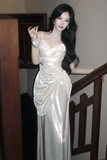 Mermaid Sweetheart Floor Length Ivory White Prom Dress, Party Dress HZ0527