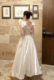 Glamorous Tulle Square Neck Evening Gown with Bow Straps for Formal Party HZ0527